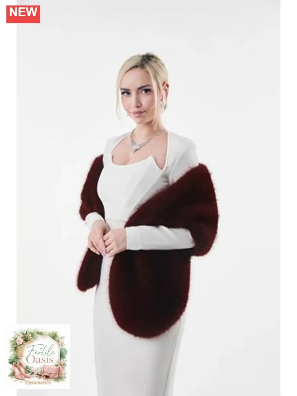 Women's Faux Fur Wrap Shawl Cape Winter Evening Party